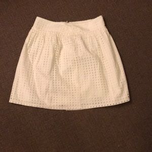Ann Taylor cream eyelet mini skirt